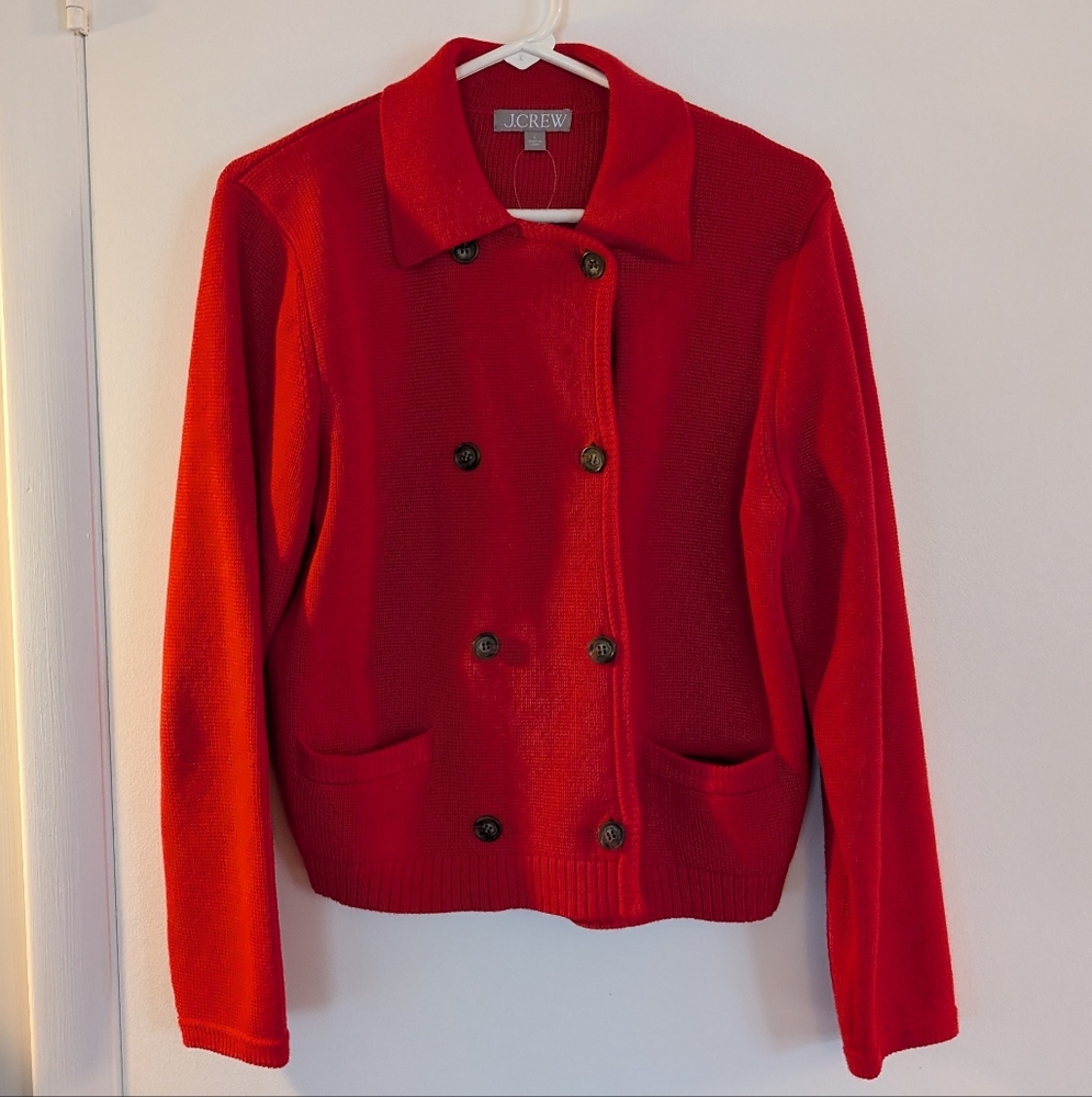 NWT J. Crew Women's Marielle Cropped Cardigan in Red